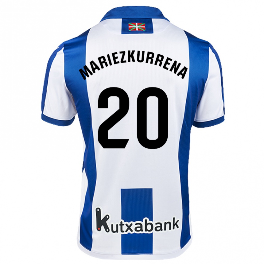 Niño Fútbol Camiseta Arkaitz Mariezkurrena #20 Blanco Azul 1ª Equipación 2024/25