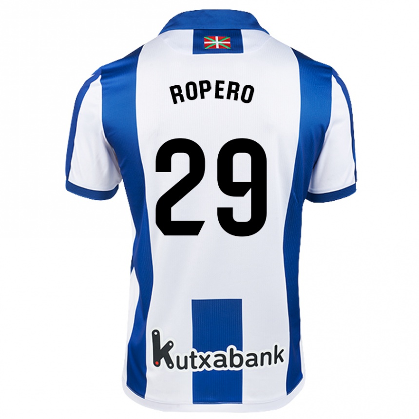 Niño Fútbol Camiseta Iker Ropero #29 Blanco Azul 1ª Equipación 2024/25