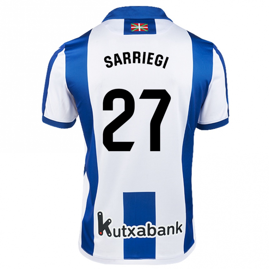 Niño Fútbol Camiseta Nora Sarriegi #27 Blanco Azul 1ª Equipación 2024/25