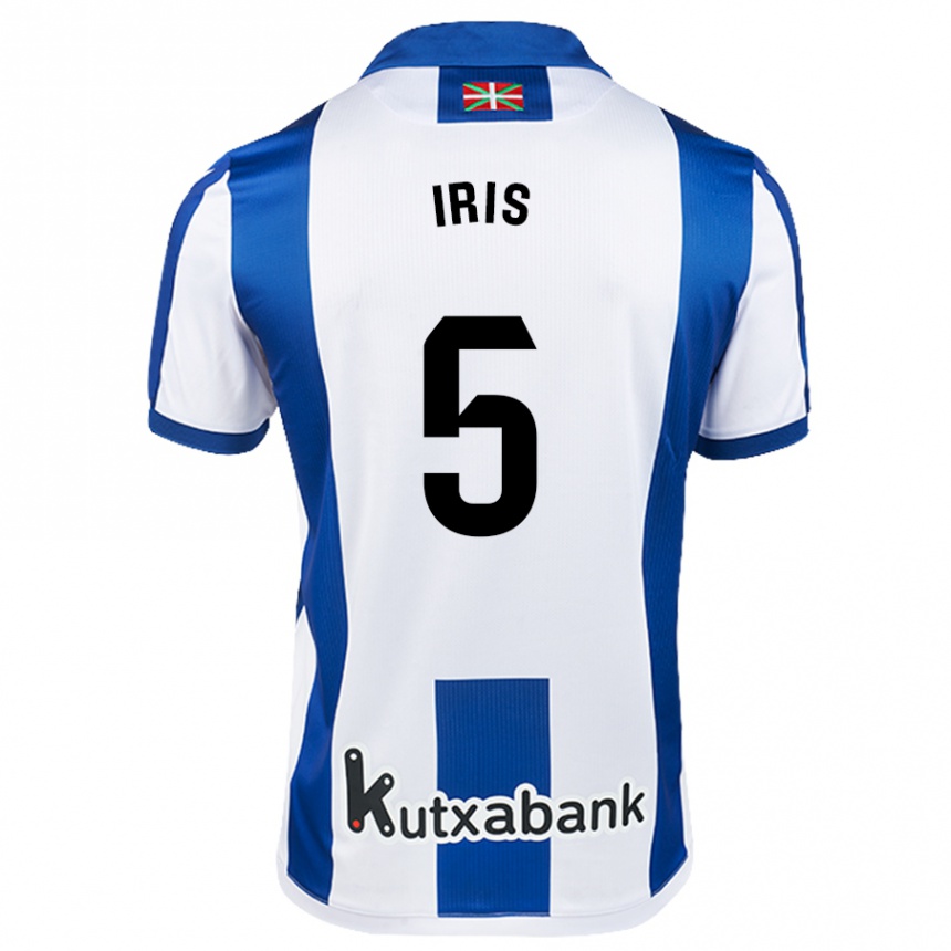 Niño Fútbol Camiseta Iris Arnaiz Gil #5 Blanco Azul 1ª Equipación 2024/25