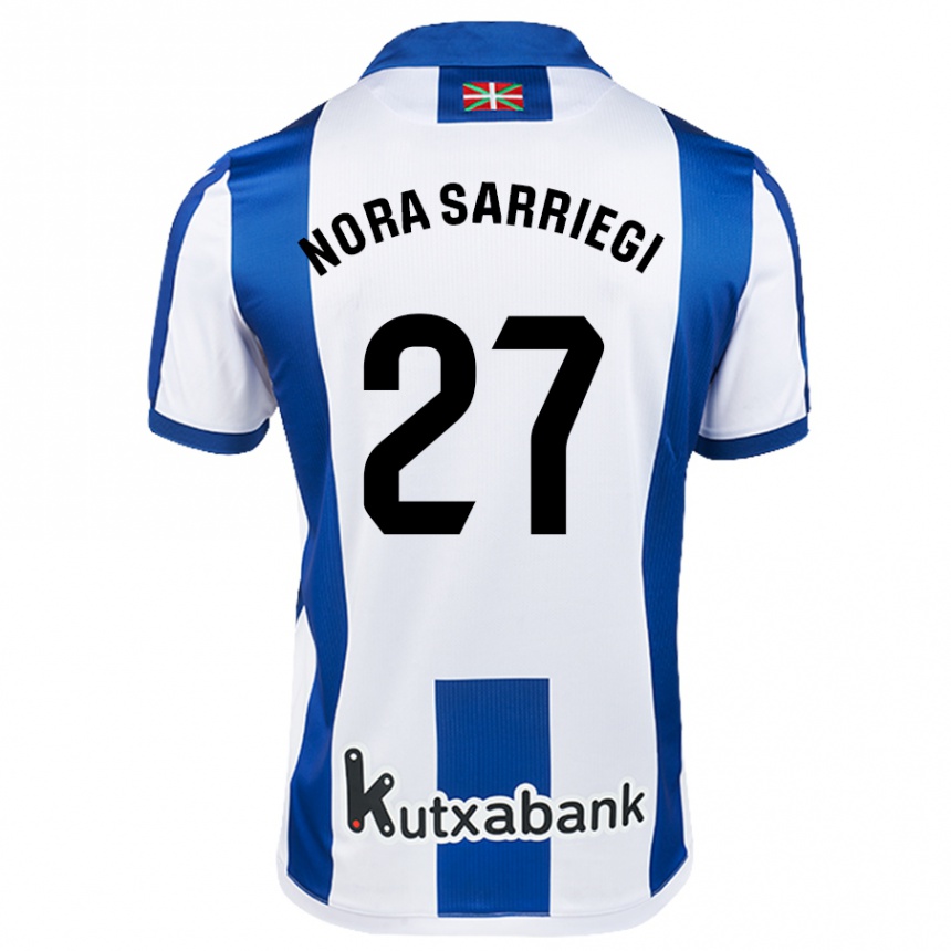 Niño Fútbol Camiseta Nora Sarriegi Galdos #27 Blanco Azul 1ª Equipación 2024/25