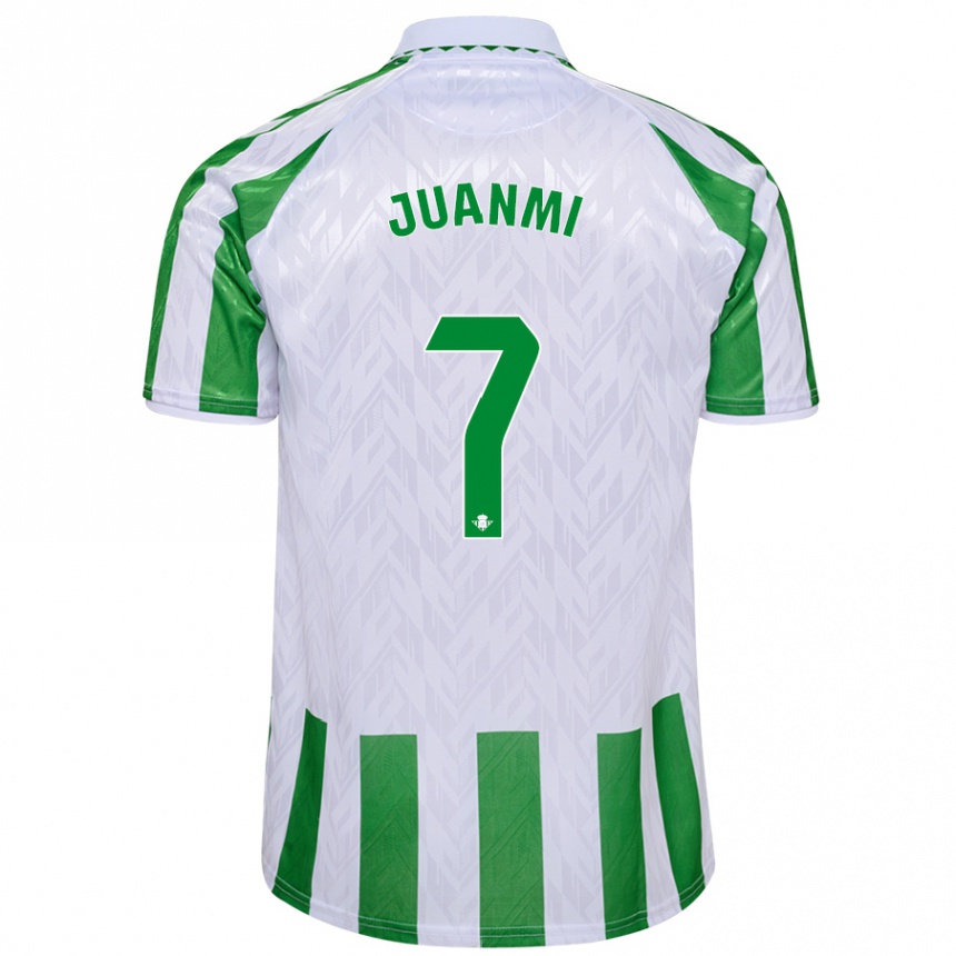 Niño Fútbol Camiseta Juanmi #7 Verde Rayas Blancas 1ª Equipación 2024/25