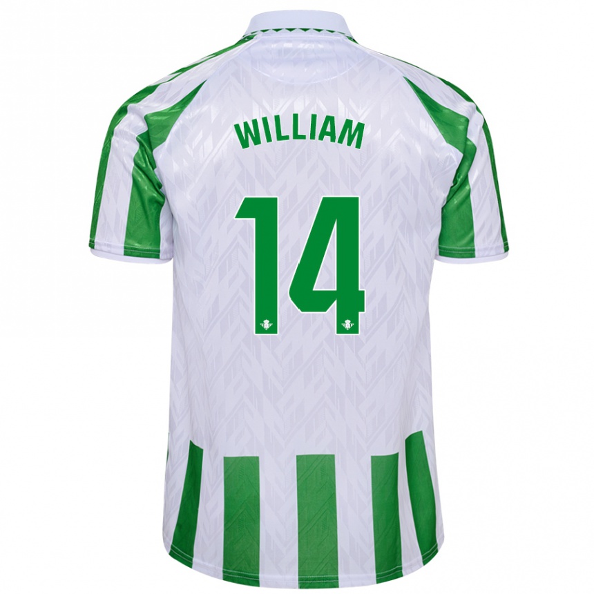 Niño Fútbol Camiseta William Carvalho #14 Verde Rayas Blancas 1ª Equipación 2024/25