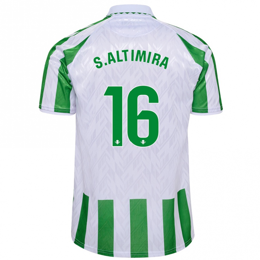 Niño Fútbol Camiseta Sergi Altimira #16 Verde Rayas Blancas 1ª Equipación 2024/25