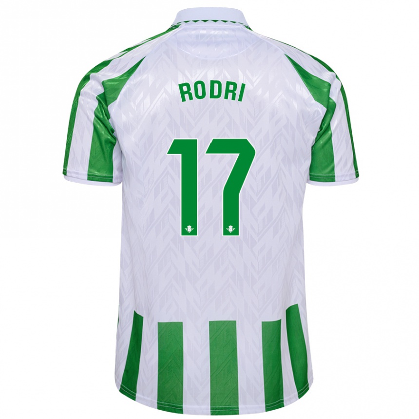 Niño Fútbol Camiseta Rodri Sánchez #17 Verde Rayas Blancas 1ª Equipación 2024/25