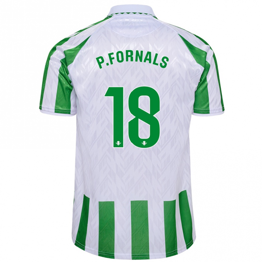 Niño Fútbol Camiseta Pablo Fornals #18 Verde Rayas Blancas 1ª Equipación 2024/25