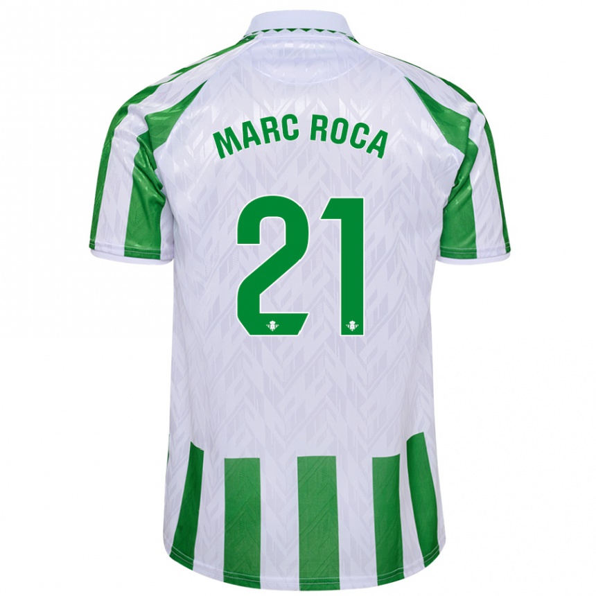 Niño Fútbol Camiseta Marc Roca #21 Verde Rayas Blancas 1ª Equipación 2024/25