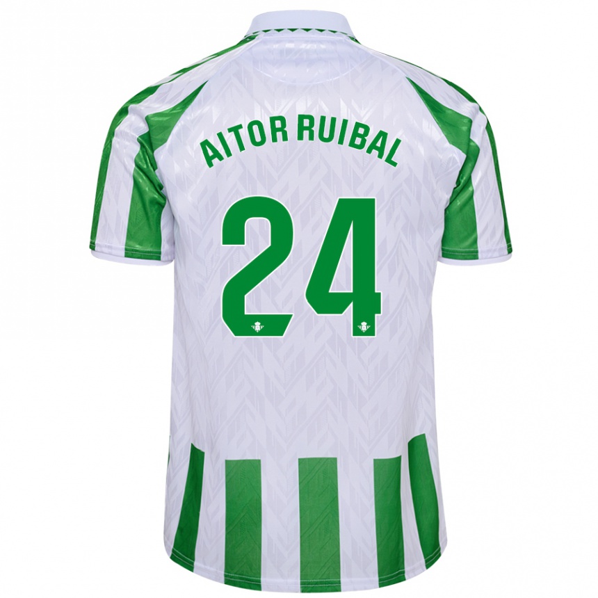 Niño Fútbol Camiseta Aitor Ruibal #24 Verde Rayas Blancas 1ª Equipación 2024/25