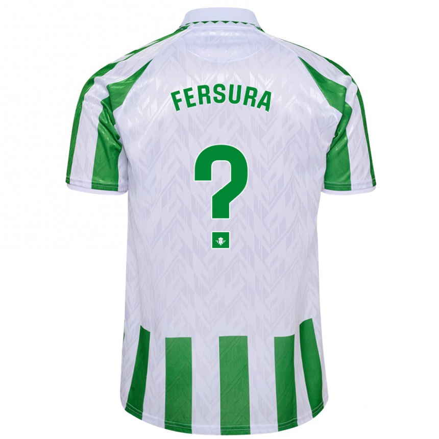 Niño Fútbol Camiseta João Fersura #0 Verde Rayas Blancas 1ª Equipación 2024/25