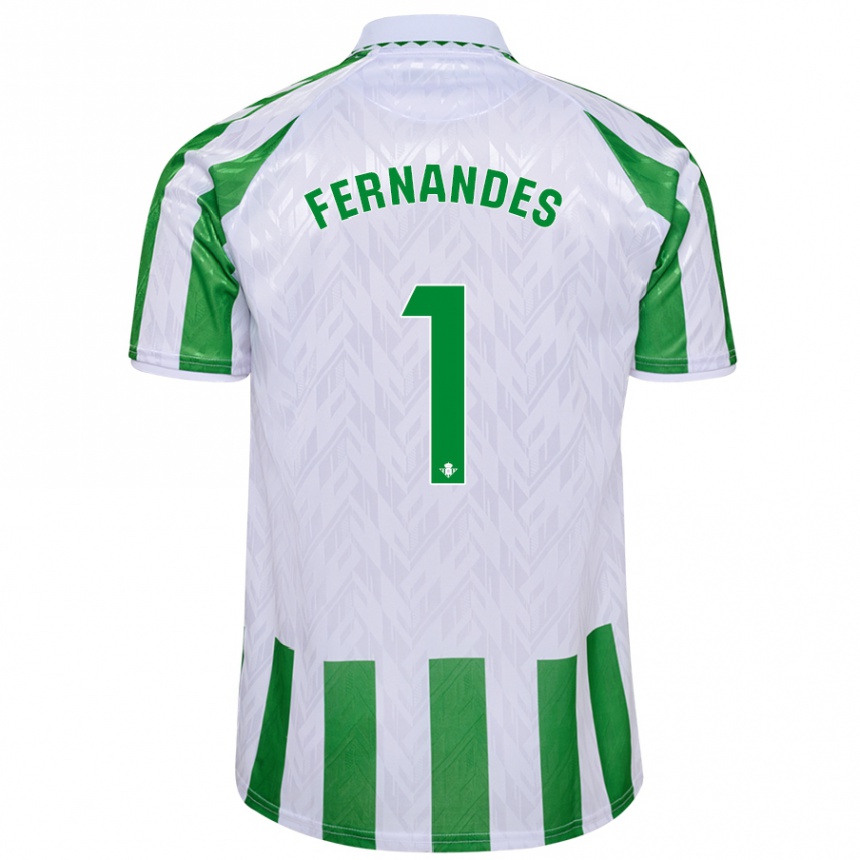 Niño Fútbol Camiseta Guilherme Fernandes #1 Verde Rayas Blancas 1ª Equipación 2024/25