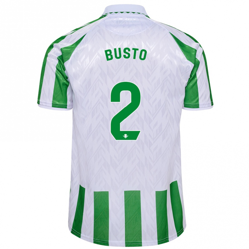 Niño Fútbol Camiseta Pablo Busto #2 Verde Rayas Blancas 1ª Equipación 2024/25