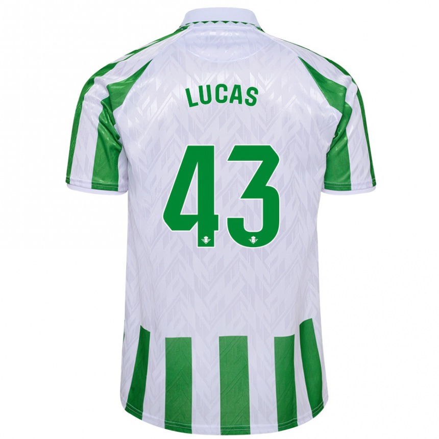 Niño Fútbol Camiseta Lucas Alcázar #43 Verde Rayas Blancas 1ª Equipación 2024/25