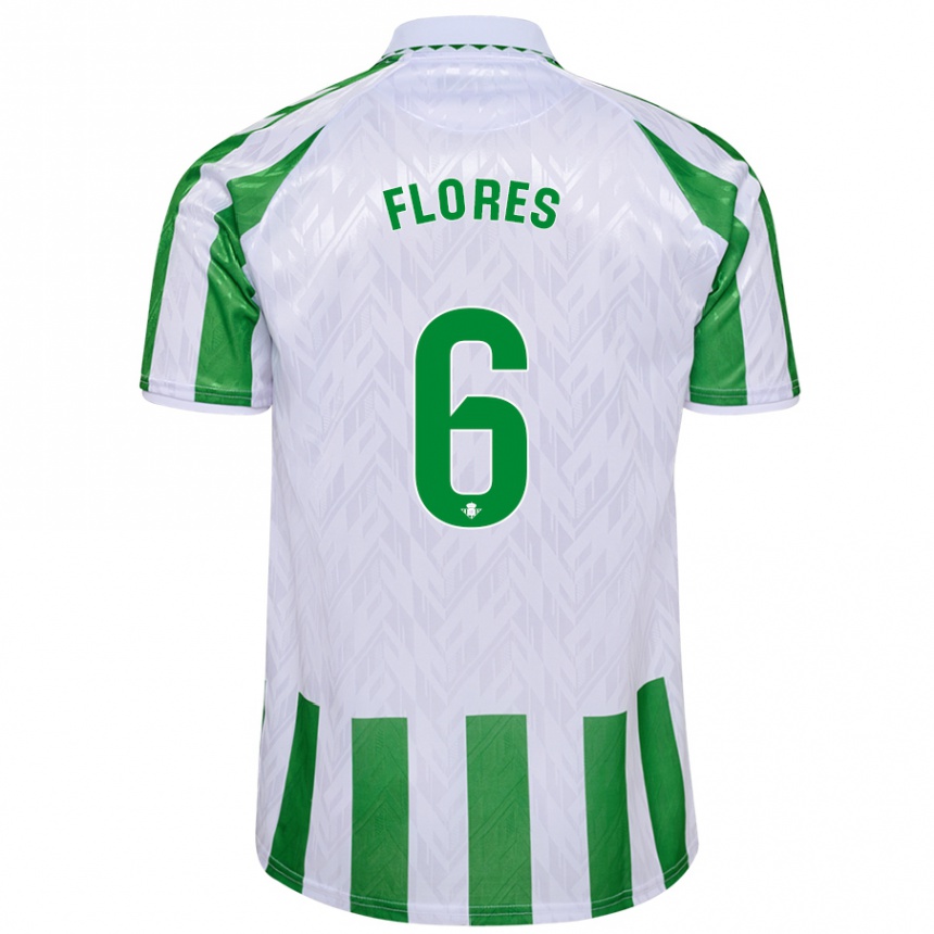 Niño Fútbol Camiseta Mateo Flores #6 Verde Rayas Blancas 1ª Equipación 2024/25