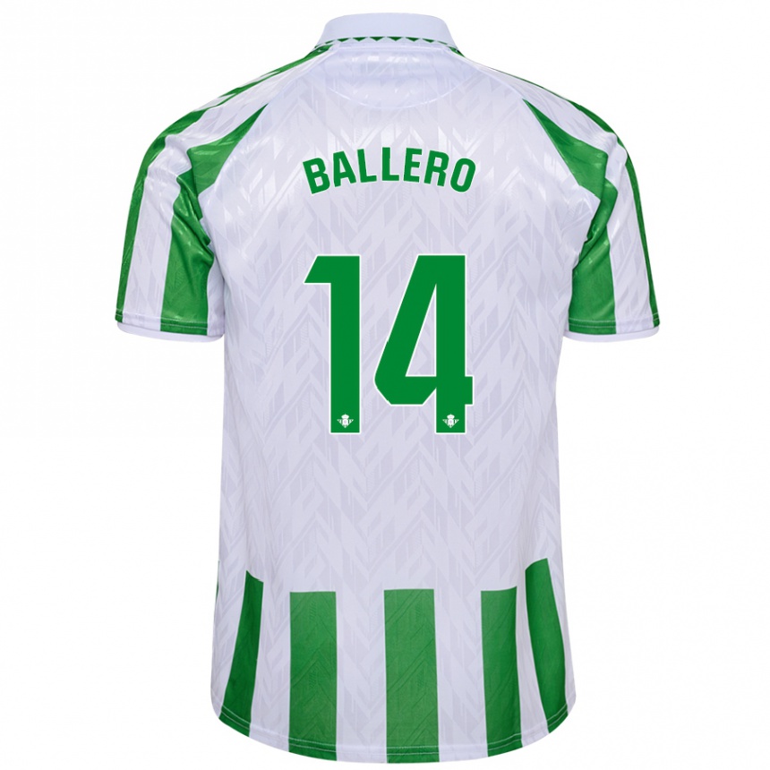 Niño Fútbol Camiseta Sander Ballero #14 Verde Rayas Blancas 1ª Equipación 2024/25