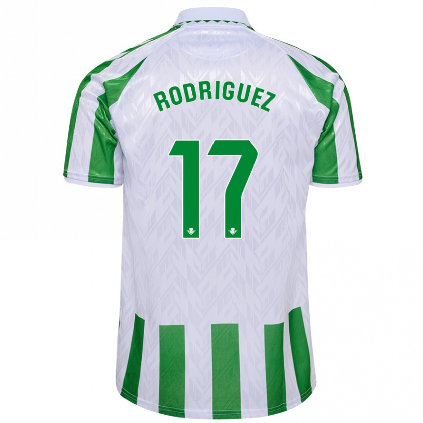 Niño Fútbol Camiseta Jesús Rodriguez #17 Verde Rayas Blancas 1ª Equipación 2024/25