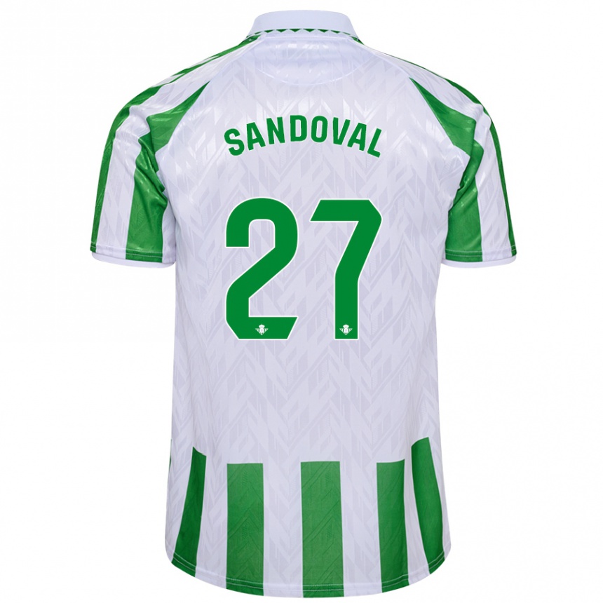 Niño Fútbol Camiseta Keimer Sandoval #27 Verde Rayas Blancas 1ª Equipación 2024/25