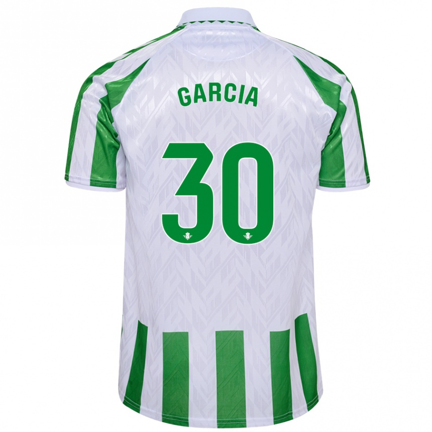 Niño Fútbol Camiseta Germán García #30 Verde Rayas Blancas 1ª Equipación 2024/25