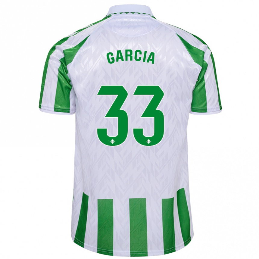 Niño Fútbol Camiseta Pablo García #33 Verde Rayas Blancas 1ª Equipación 2024/25