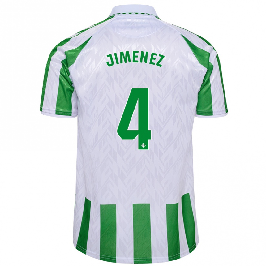 Niño Fútbol Camiseta María Jiménez Gutiérrez #4 Verde Rayas Blancas 1ª Equipación 2024/25