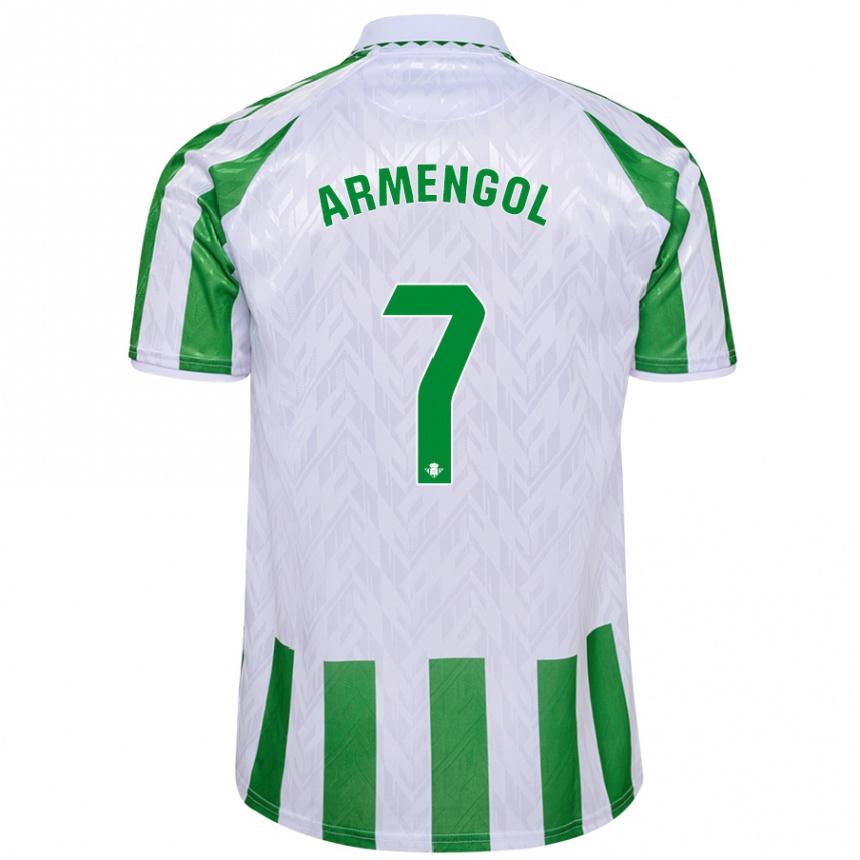 Niño Fútbol Camiseta Carla Armengol Joaniquet #7 Verde Rayas Blancas 1ª Equipación 2024/25