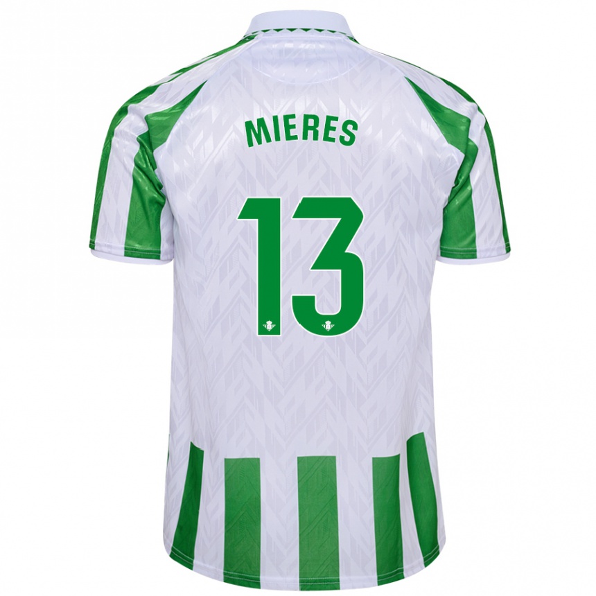 Niño Fútbol Camiseta Malena Mieres García #13 Verde Rayas Blancas 1ª Equipación 2024/25