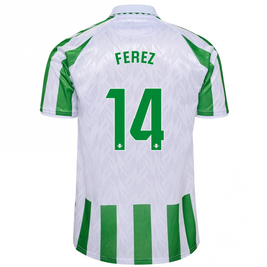 Niño Fútbol Camiseta Carolina Férez #14 Verde Rayas Blancas 1ª Equipación 2024/25