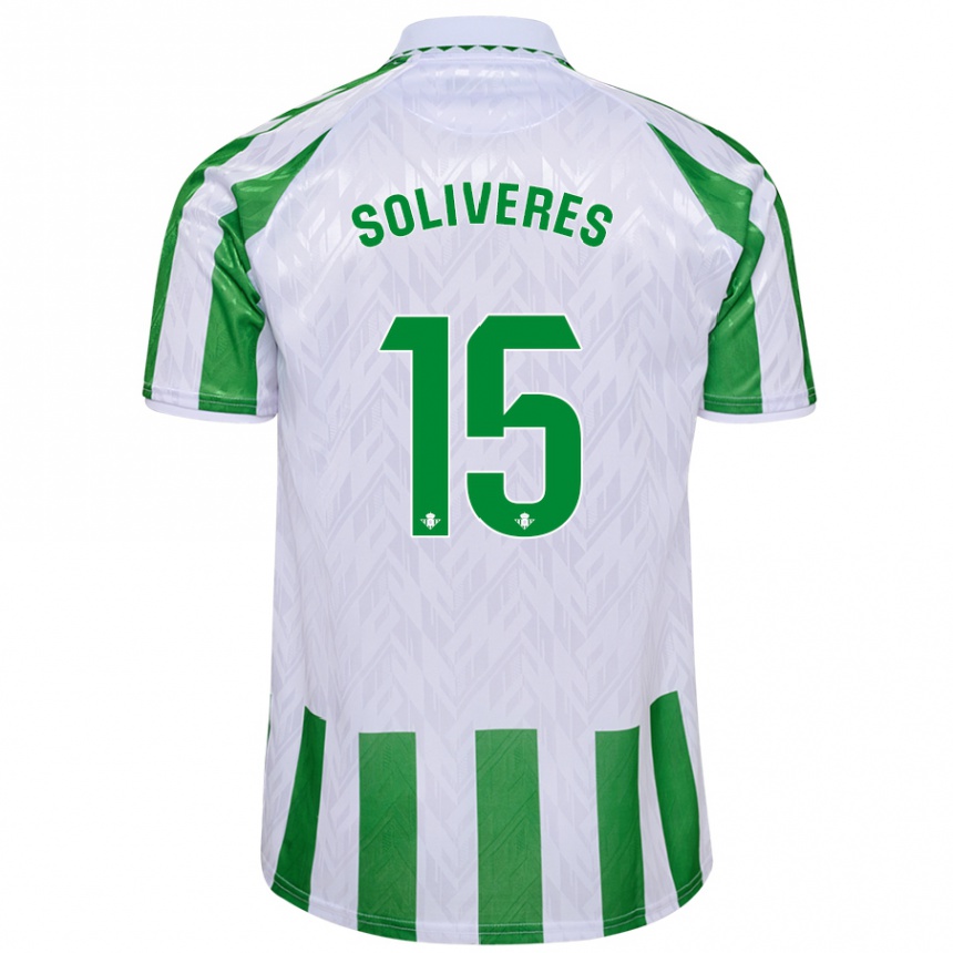 Niño Fútbol Camiseta Gema Soliveres #15 Verde Rayas Blancas 1ª Equipación 2024/25