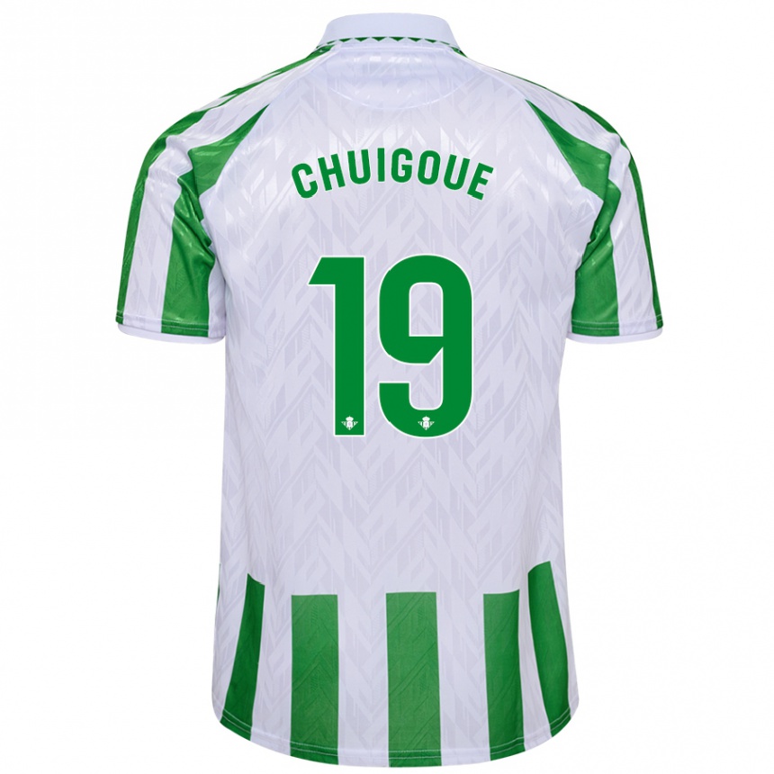 Niño Fútbol Camiseta Dorine Chuigoué #19 Verde Rayas Blancas 1ª Equipación 2024/25