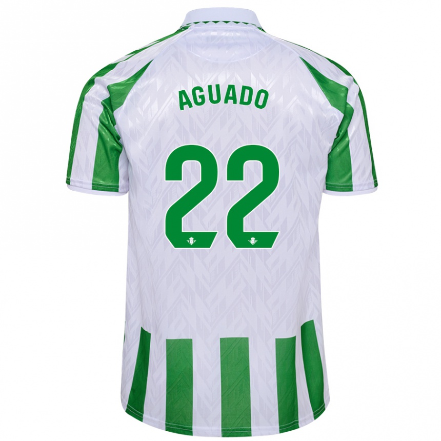 Niño Fútbol Camiseta Julia Aguado Fernández #22 Verde Rayas Blancas 1ª Equipación 2024/25