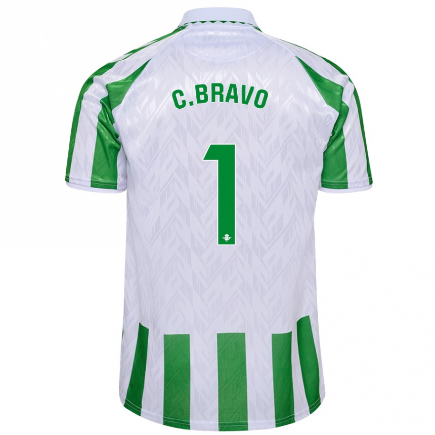 Niño Fútbol Camiseta Claudio Bravo #1 Verde Rayas Blancas 1ª Equipación 2024/25