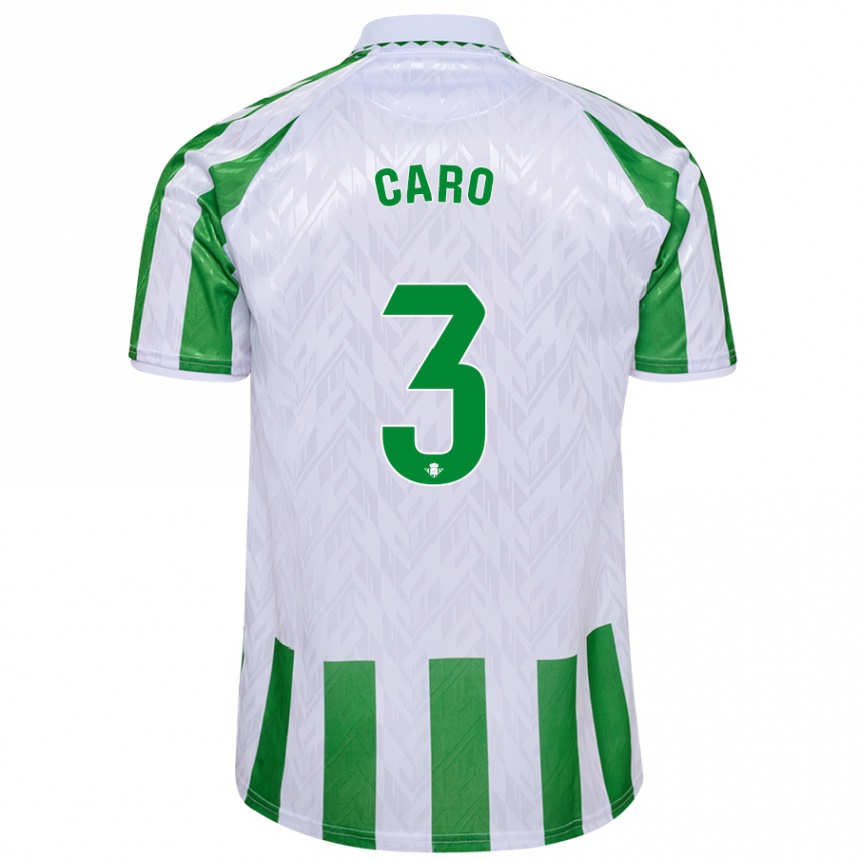 Niño Fútbol Camiseta Andrés Caro #3 Verde Rayas Blancas 1ª Equipación 2024/25