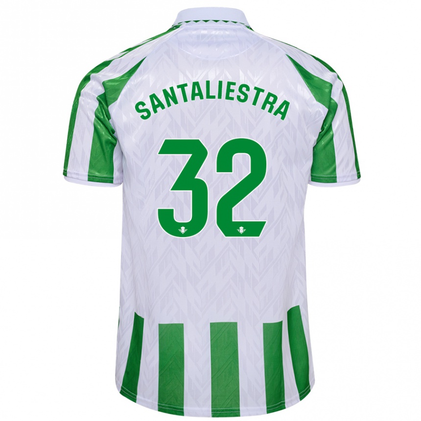 Niño Fútbol Camiseta Carla Santaliestra #32 Verde Rayas Blancas 1ª Equipación 2024/25