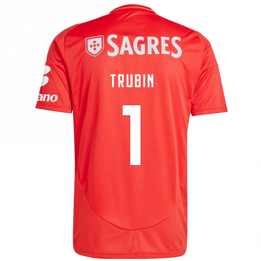 Niño Fútbol Camiseta Anatoliy Trubin #1 Rojo Blanco 1ª Equipación 2024/25