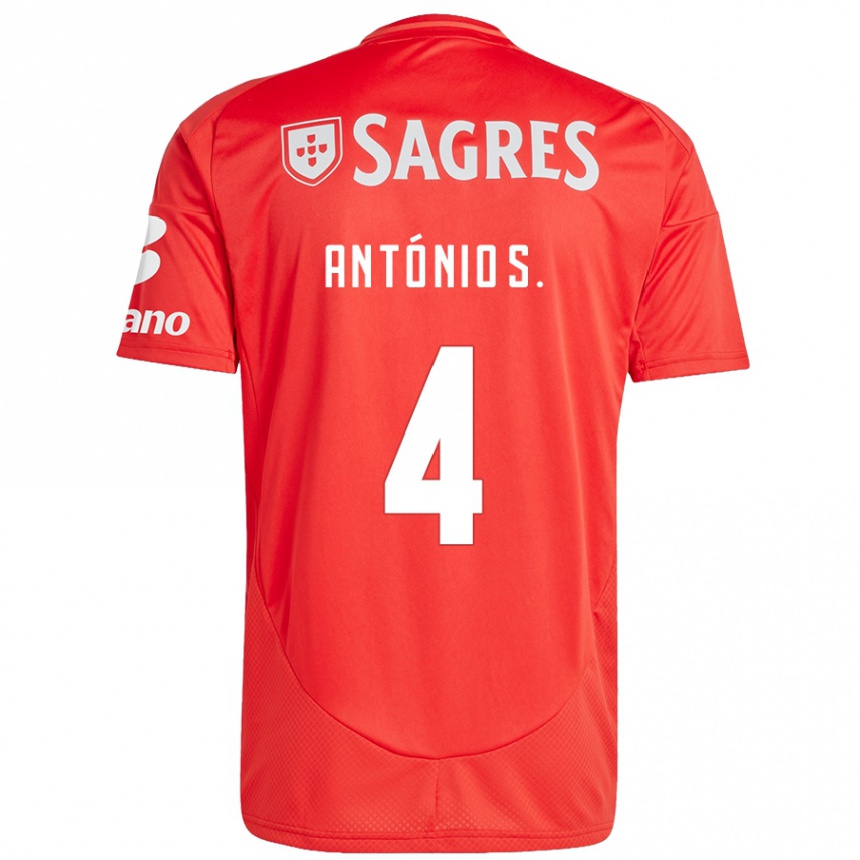 Niño Fútbol Camiseta António Silva #4 Rojo Blanco 1ª Equipación 2024/25