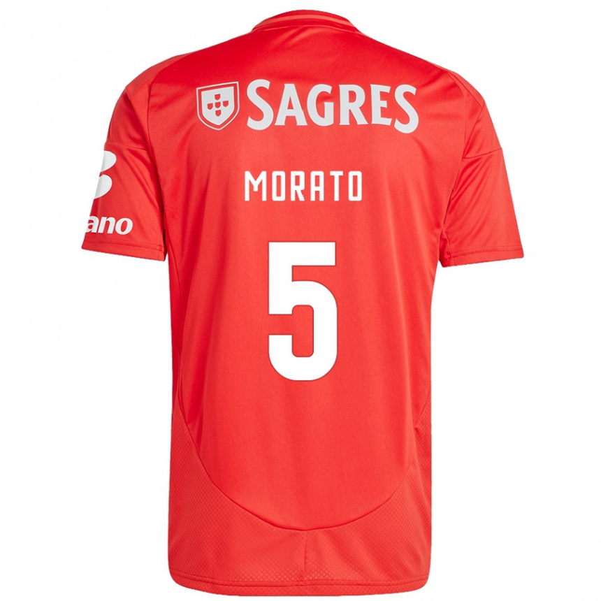 Niño Fútbol Camiseta Morato #5 Rojo Blanco 1ª Equipación 2024/25