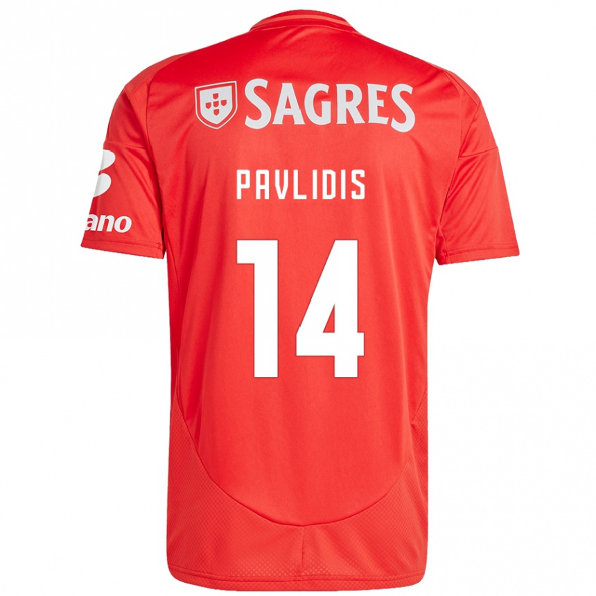 Niño Fútbol Camiseta Vangelis Pavlidis #14 Rojo Blanco 1ª Equipación 2024/25