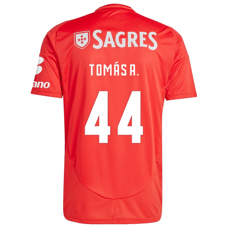 Niño Fútbol Camiseta Tomás Araújo #44 Rojo Blanco 1ª Equipación 2024/25