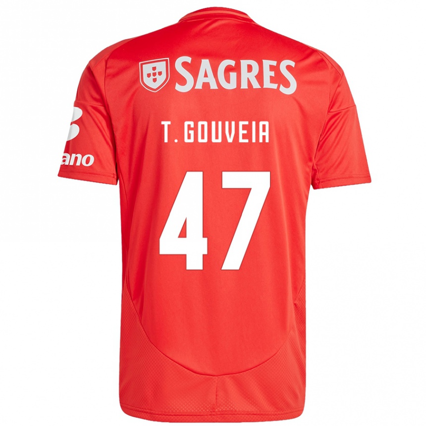 Niño Fútbol Camiseta Tiago Gouveia #47 Rojo Blanco 1ª Equipación 2024/25