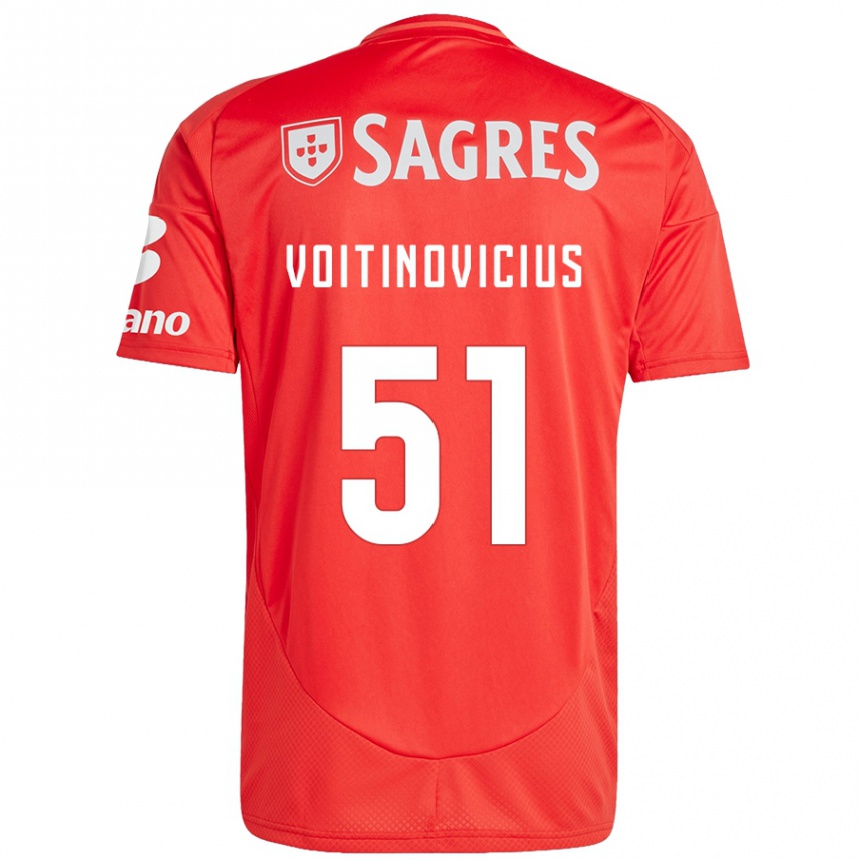 Niño Fútbol Camiseta Arnas Voitinovicius #51 Rojo Blanco 1ª Equipación 2024/25