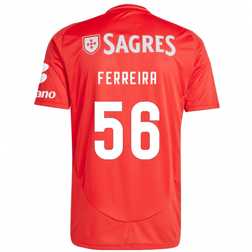 Niño Fútbol Camiseta Martim Ferreira #56 Rojo Blanco 1ª Equipación 2024/25