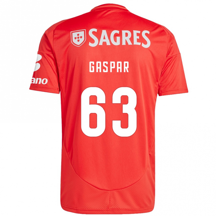 Niño Fútbol Camiseta Guilherme Gaspar #63 Rojo Blanco 1ª Equipación 2024/25