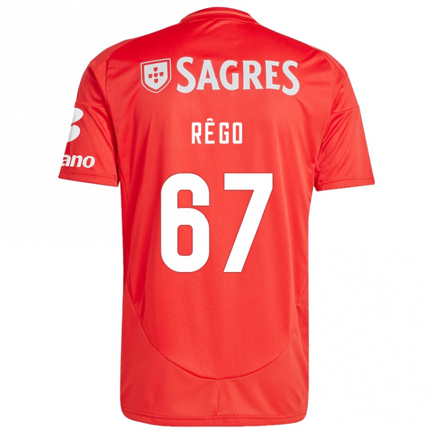 Niño Fútbol Camiseta Rodrigo Rêgo #67 Rojo Blanco 1ª Equipación 2024/25