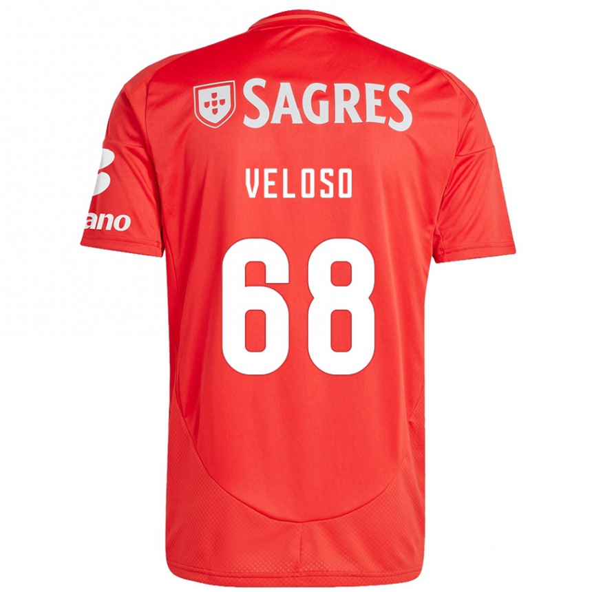 Niño Fútbol Camiseta João Veloso #68 Rojo Blanco 1ª Equipación 2024/25