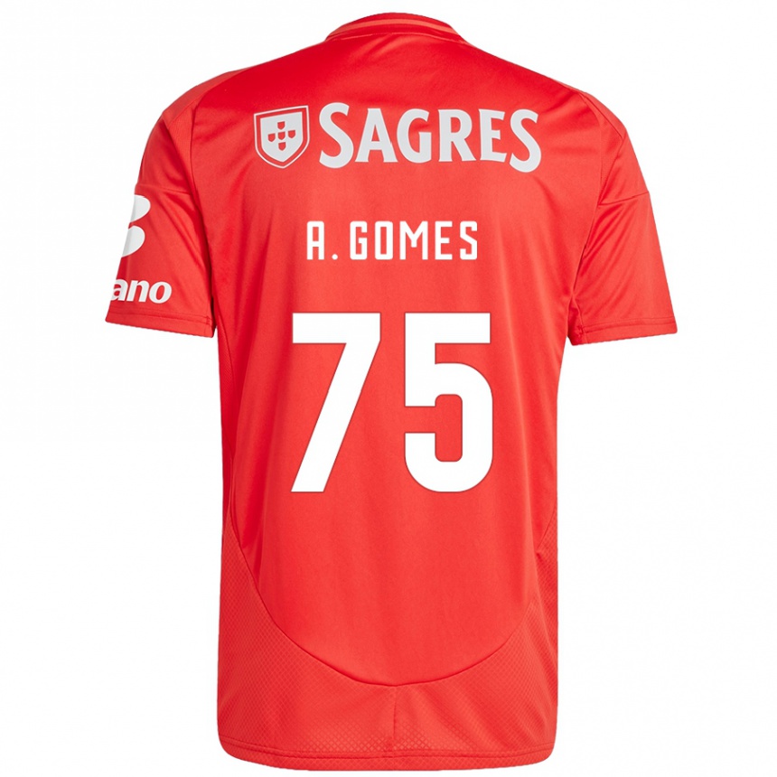 Niño Fútbol Camiseta André Gomes #75 Rojo Blanco 1ª Equipación 2024/25