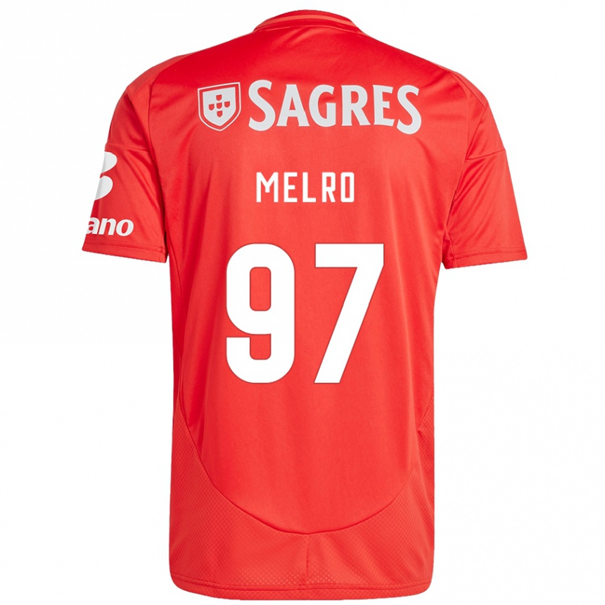 Niño Fútbol Camiseta José Melro #97 Rojo Blanco 1ª Equipación 2024/25