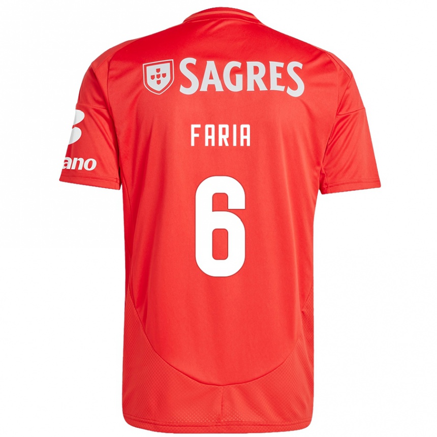 Niño Fútbol Camiseta Andreia Faria #6 Rojo Blanco 1ª Equipación 2024/25