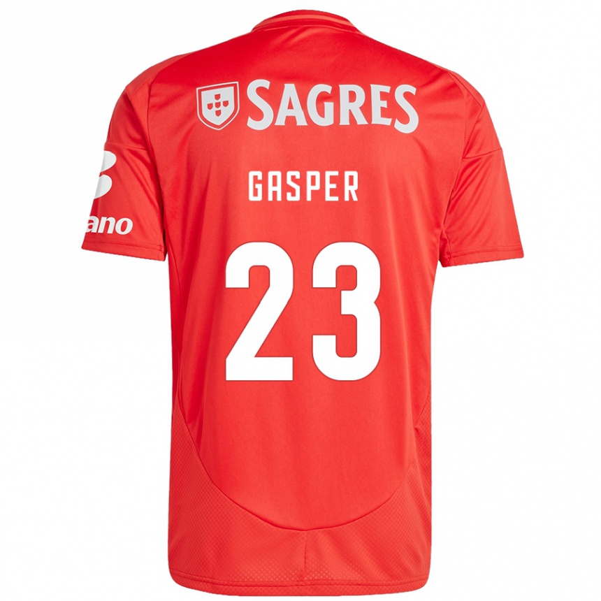 Niño Fútbol Camiseta Anna Gasper #23 Rojo Blanco 1ª Equipación 2024/25