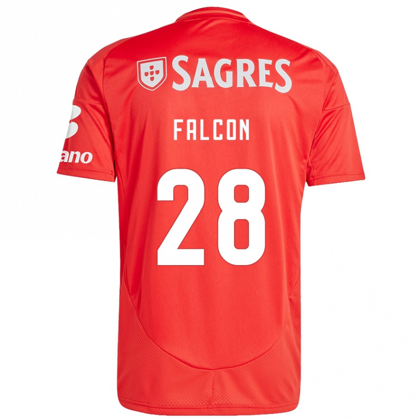 Niño Fútbol Camiseta Andrea Falcón #28 Rojo Blanco 1ª Equipación 2024/25