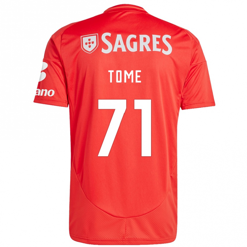 Niño Fútbol Camiseta João Tomé #71 Rojo Blanco 1ª Equipación 2024/25