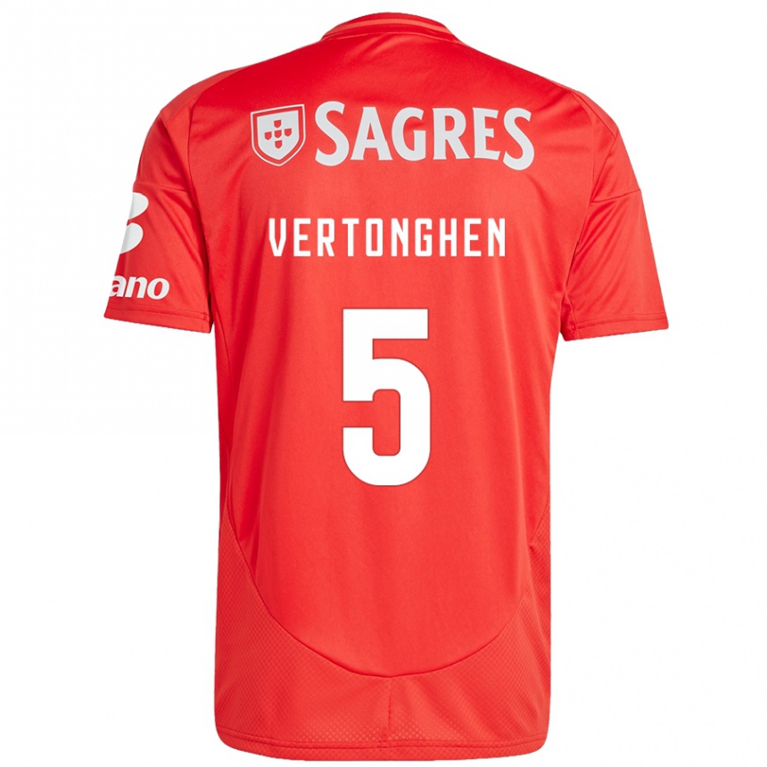 Niño Fútbol Camiseta Jan Vertonghen #5 Rojo Blanco 1ª Equipación 2024/25